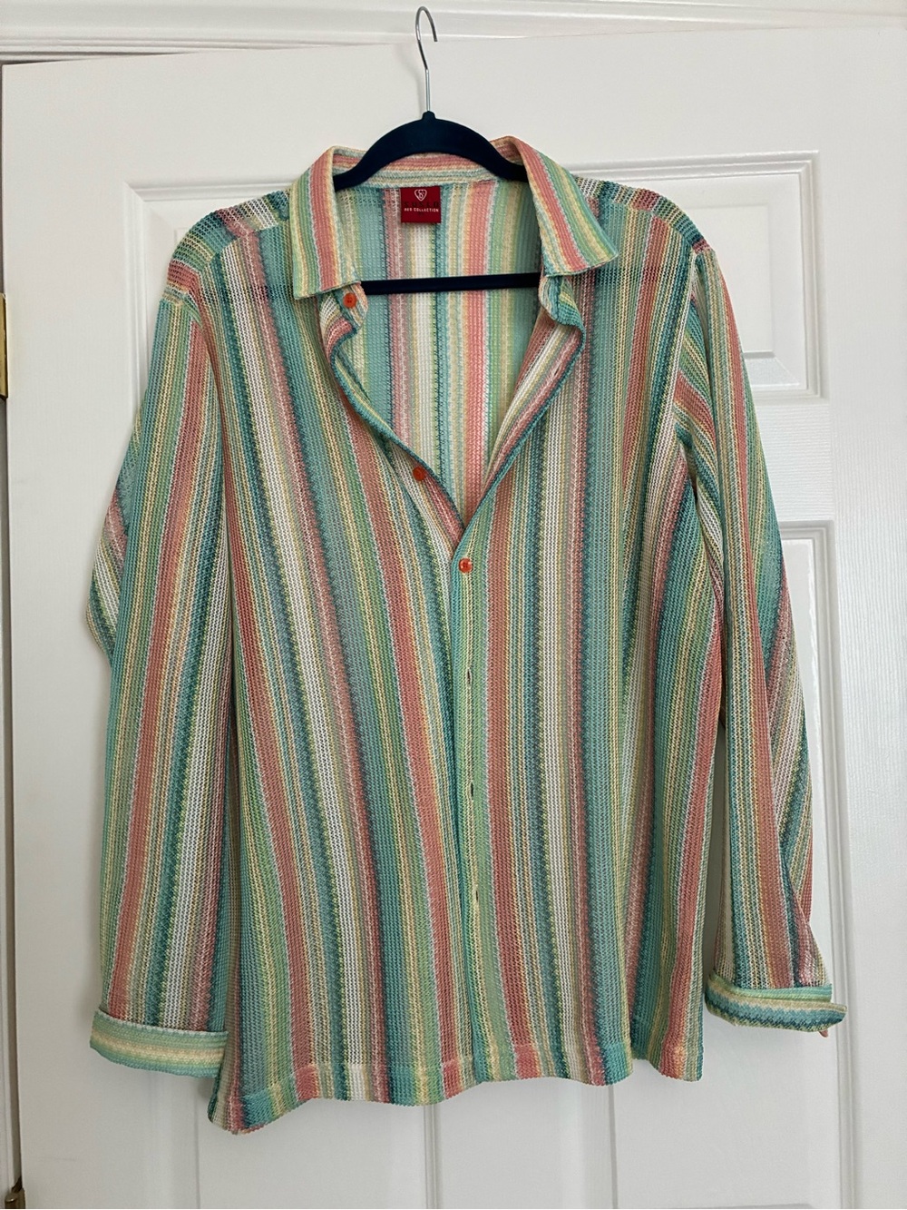 Suslo Multicolor Pastel Striped Men’s Button-Up Shirt